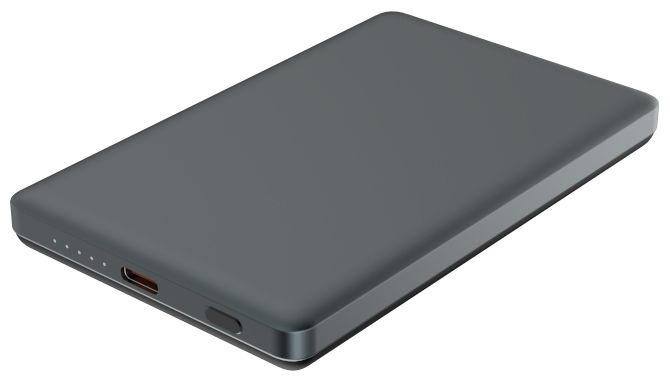 5000 mAh Powerbank USB Typ-C Kabelloses Laden  Ultra Slim (Dunkles Grau) 