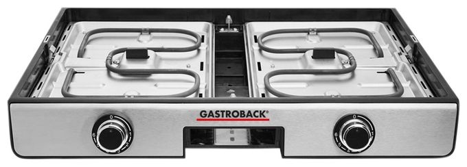 2 Zone(n) 2000 W mit 420 x 280 mm Fläche  42524 Design Plancha & BBQ (Schwarz, Edelstahl) 