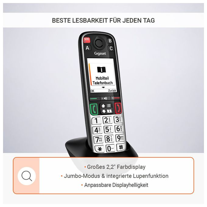 Analoges/DECT-Telefon  Easy 500 (Schwarz, Silber) 