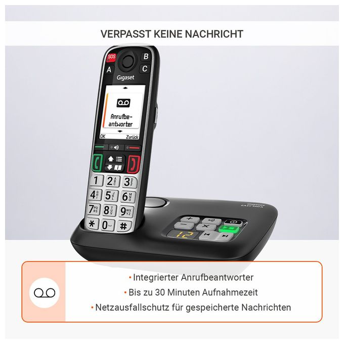 Analoges/DECT-Telefon  Easy 500A (Schwarz, Silber) 