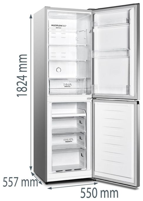 171 l / 85 l Kühl-Gefrierkombi freistehend 184 kWh Jahr  NRK418DCS4 (Grau, Metallisch) 