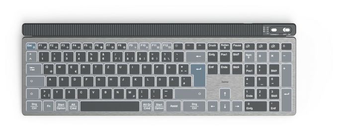 LED Heimbüro Tastatur Bluetooth 2.4 GHz (Anthrazit, Schwarz, Blau) 173068 WK-750 
