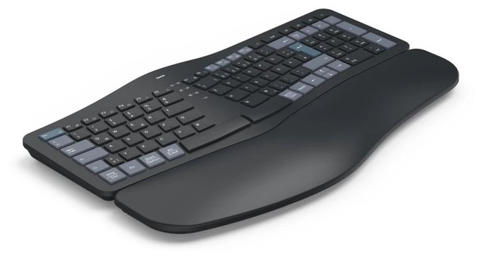 Heimbüro Tastatur RF Wireless + Bluetooth 2.4 GHz (Schwarz, Blau, Dunkles Grau) 173071 WK-900 Ergo 