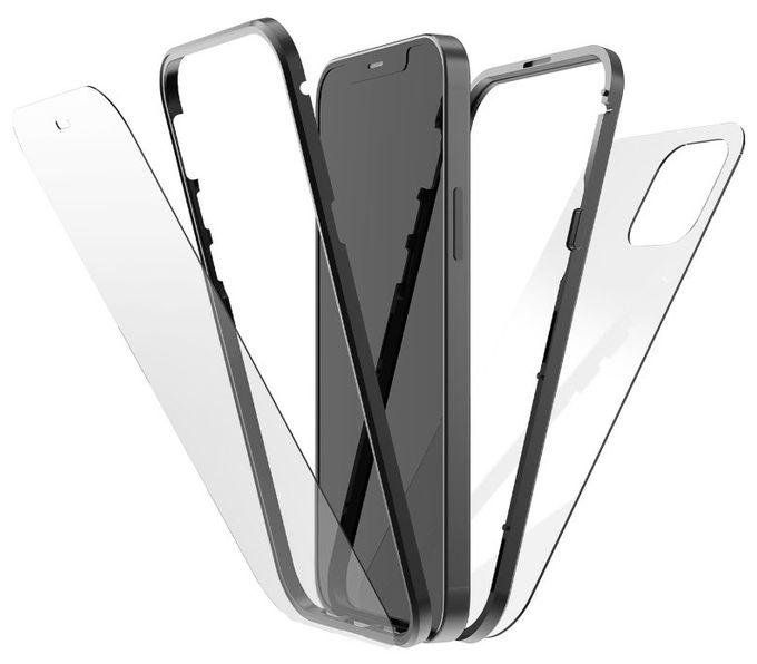 Cover für Apple iPhone 13 (Schwarz, Transparent) 217008 360° Glass 