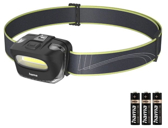 LED-Stirnlampe "HL110", Batterien, COB, Kopflampe zum Joggen, Sport, 2 Modi 