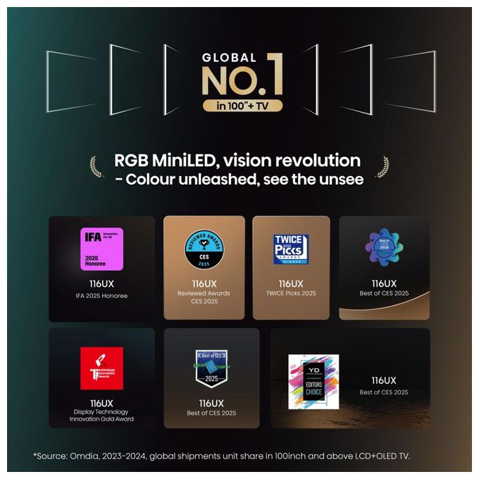116 '' UXQ | RGB MiniLED Smart TV 4K 165 Hz 