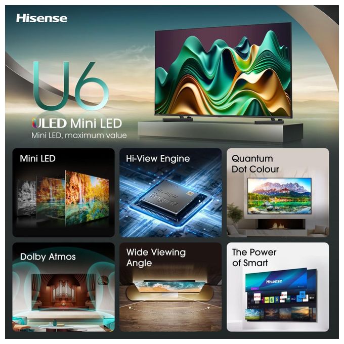 LED 127 cm (50 Zoll) Fernseher 4K Ultra HD VESA 300 x 200 mm  50U6NQ (Grau) 