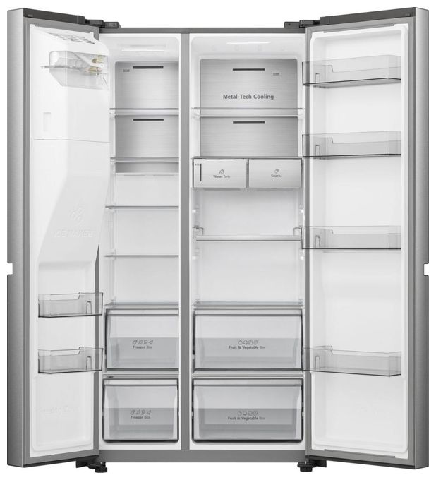 Side-by-Side Kühl-/ Gefrierkombination 417 l / 200 l 221 kWh NoFrost 1795 mm x 910 mm  RS818N4TIC (Grau, Edelstahl) 