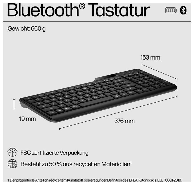 Home Tastatur Bluetooth  460 (Schwarz) 