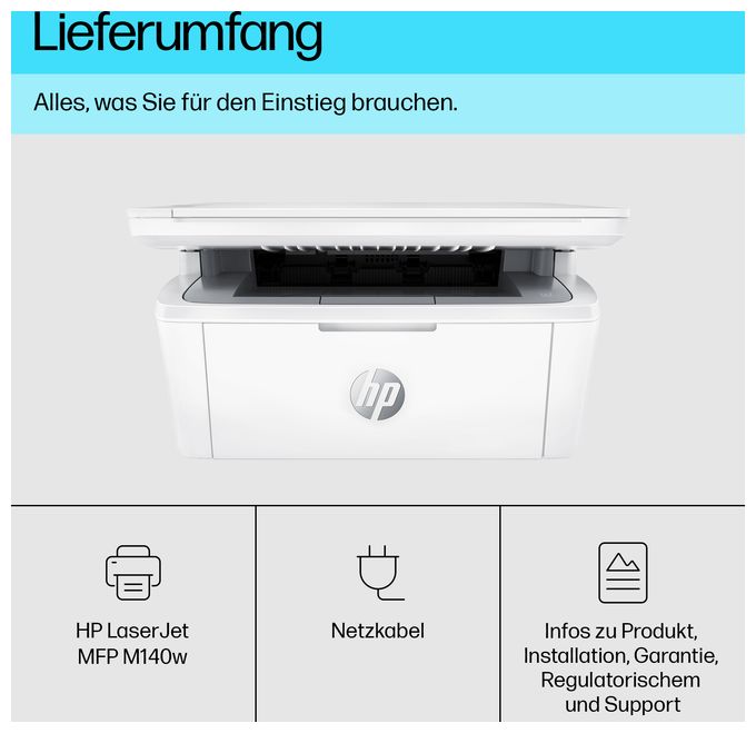 A4 Laser Drucker 600 x 600 DPI 20 Seiten pro Minute LaserJet MFP M140w All in One 