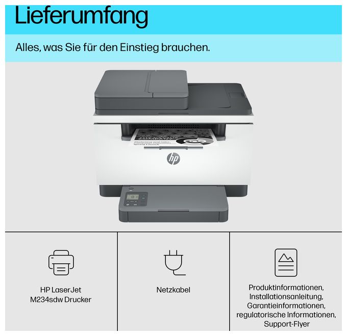 A4 Laser Drucker 600 x 600 DPI 29 Seiten pro Minute LaserJet MFP M234sdw All in One 