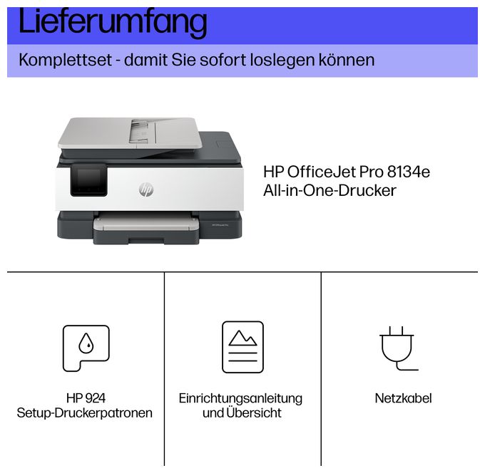 All in One A4 Thermal Inkjet Drucker 4800 x 1200 DPI OfficeJet Pro 8134e 
