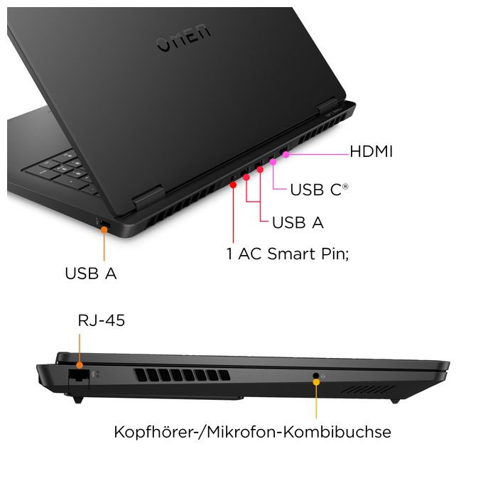 Quad HD Notebook 43,9 cm (17.3 Zoll) 2560 x 1440 Pixel 1 TB SSD Windows 11 Home AMD Ryzen 7 max. 5,1 GHz  Omen 17-db0679ng (Schwarz) 
