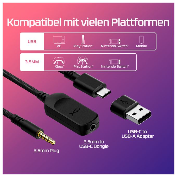 Over-Ear Gaming Kopfhörer kabelgebunden USB Typ-C  Cloud III Gaming (Schwarz/Rot) 