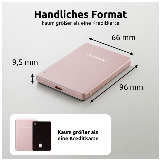 MW5000 Magnetische Powerbank 5000 mAh – MagSafe kompatibel, Wireless Charging 15W, USB-C PD 20W, Flach & Kompakt – Geprüft in Deutschland – Rosé 