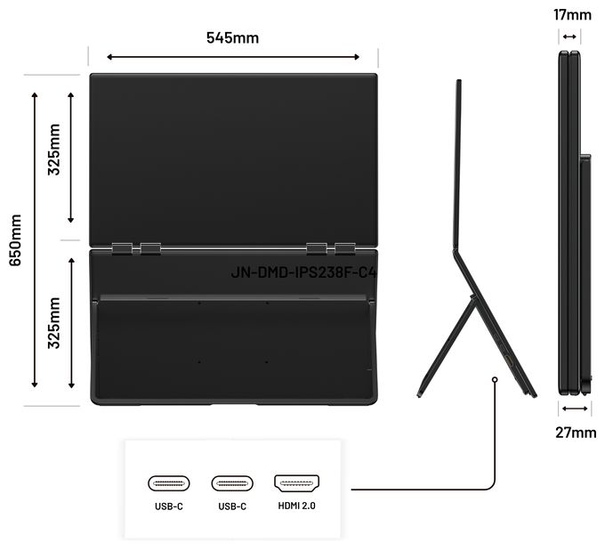 Full HD Monitor 60,5 cm (23.8 Zoll) 16:9 14 ms 250 cd/m²  JN-DMD-IPS238F-C4 (Schwarz) 