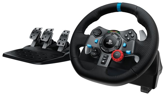 Analog Lenkrad + Pedale für PC, PlayStation 4, PlayStation 5, Playstation 3  G29 (Schwarz) 