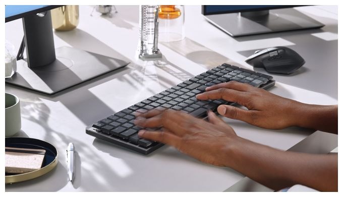 LED Büro Tastatur RF Wireless + Bluetooth 2.4 GHz  MX Mechanical (Graphit) 