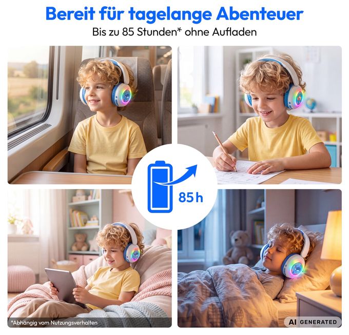 Bluetooth Kopfhörer kabelgebunden/kabellos USB Typ-C  LIFE HE-1 (Weiß/Blau) 