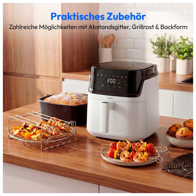 Heißluftfritteuse 7,2 l 1650 W  Life P15 XL (Weiß, Schwarz) 