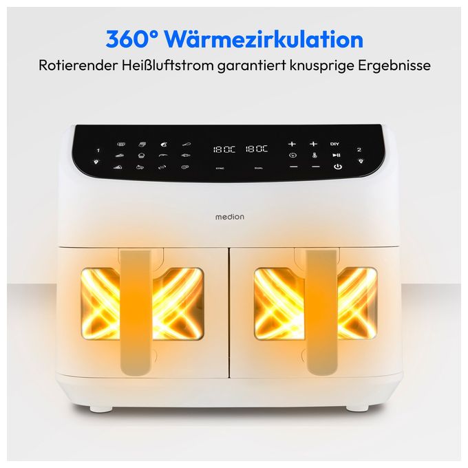 Doppel Heißluftfritteuse 8,7 l 2600 W  Life P20 XXL (Weiß, Schwarz) 