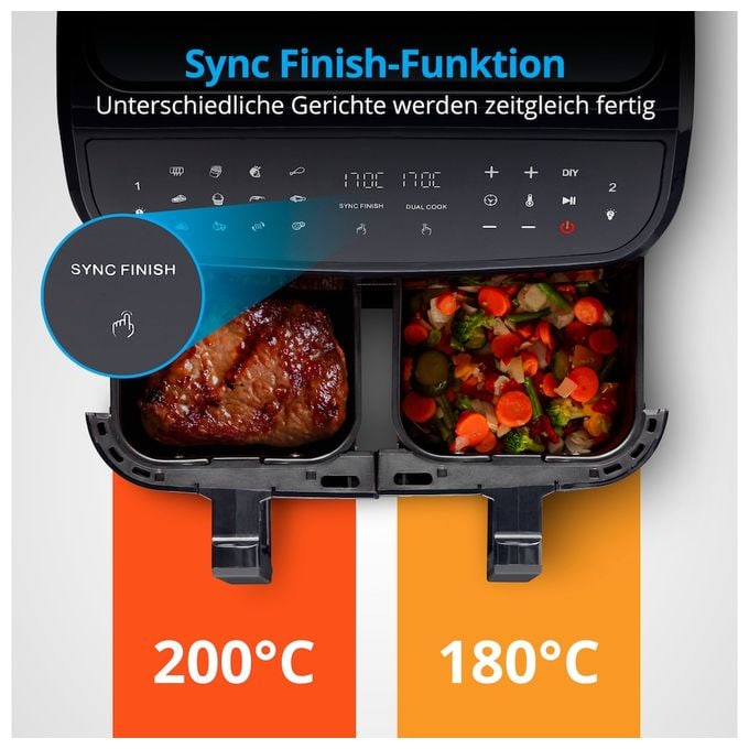 Doppel Heißluftfritteuse 8,7 l 2600 W  Life P20 XXL MD11760 (Schwarz) 