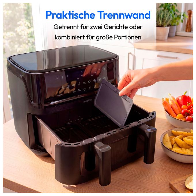 Doppel Heißluftfritteuse 10,8 l 3040 W  Life P25 XXL Flex M (Schwarz) 