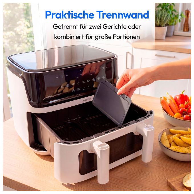Doppel Heißluftfritteuse 10,8 l 3040 W  Life P25 XXL Flex M (Schwarz, Weiß) 