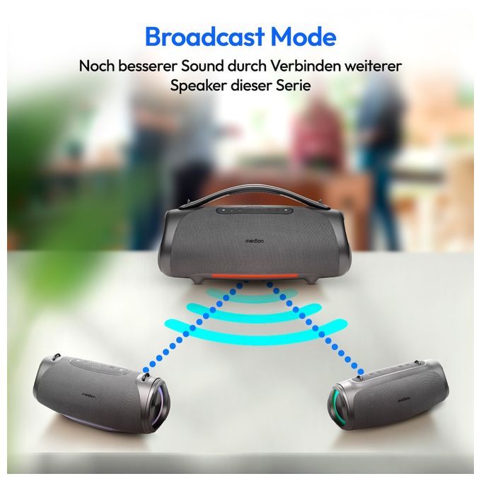 100 W Bluetooth Lautsprecher IPX7 Laufzeit bis 30 h  Life P61768 (Grau) 