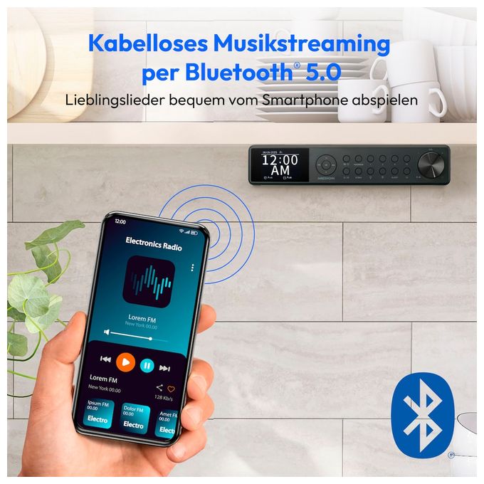 Bluetooth DAB+, PLL, UKW Radio Uhr  Life P66750 (Schwarz) 