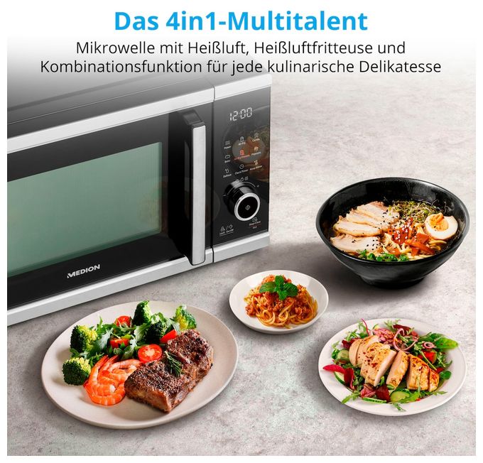 Freistehende Mikrowelle 900 W Größe: mittel  MD11499 (Schwarz, Edelstahl) 