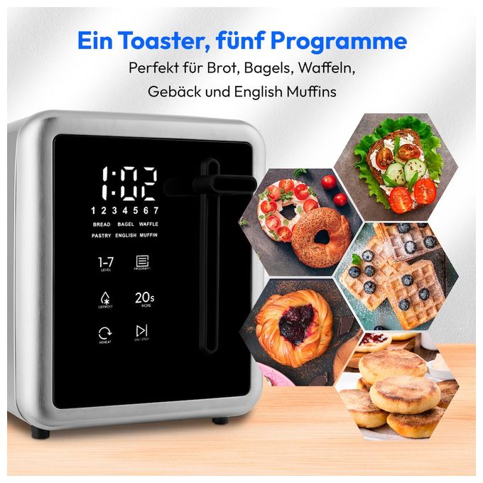 Toaster 850 W 2 Scheibe(n) 7 Stufen  MD12102 (Silber, Schwarz) 