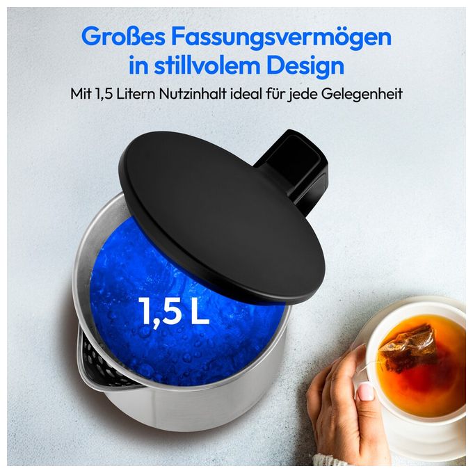 1,5 l Wasserkocher 2200 W  MD12105 (Edelstahl) 