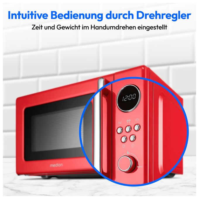 Freistehende Mikrowelle 800 W Größe: klein 5 Stufen  MD15000 (Rot) 