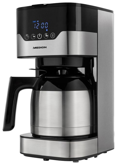 10 Tassen Thermo Filterkaffeemaschine 1,2 l  MD18458 (Schwarz, Edelstahl) 