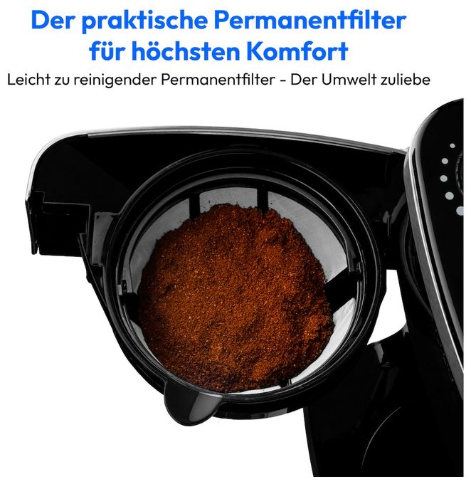 8 Tassen Thermo Filterkaffeemaschine 1,0 l  MD19911 (Schwarz, Edelstahl) 