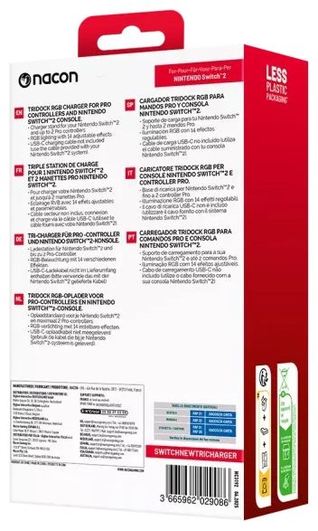 Nintendo Switch 2 Switch 2  Tridock RGB Charger für Pro Controller und Konsole (Schwarz) 