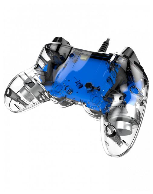 Analog / Digital Gamepad für PC, PlayStation 4  Wired Illuminated Compact Controller (Blau, Transparent) 