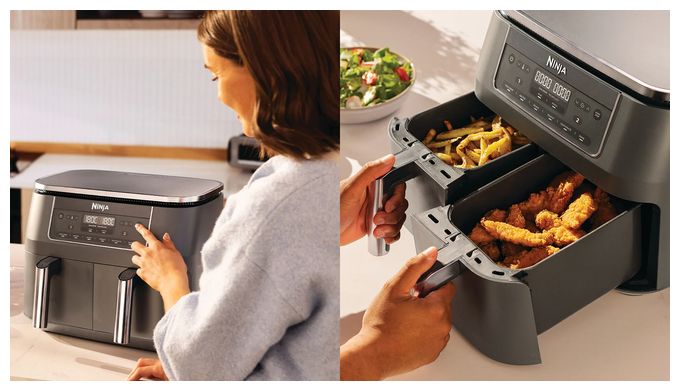 Doppel Heißluftfritteuse 7,6 l 2400 W  DZ300EU (Grau) 