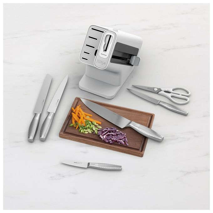 StaySharp Rostfreier Messerblock mit integriertem Schleifer 6-teiliges Set 