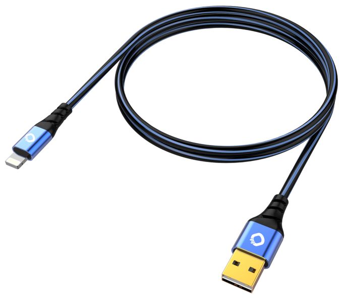 0,48 Gbit/s Stecker Rundkabel USB A auf USB C/Lightning 2 m  USB Plus Li (Blau) 