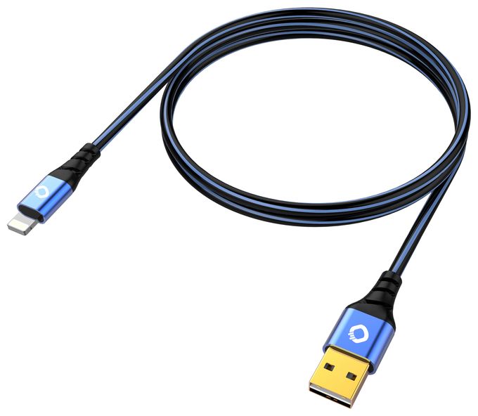0,48 Gbit/s Stecker Rundkabel USB A auf Lightning 1 m  USB Plus Li (Schwarz, Blau) 