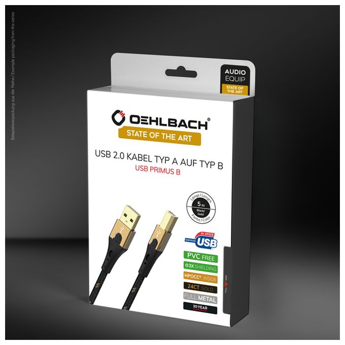 0,48 Gbit/s Stecker Rundkabel USB A auf USB B 7,5 m  USB Primus B (Schwarz, Gold) 