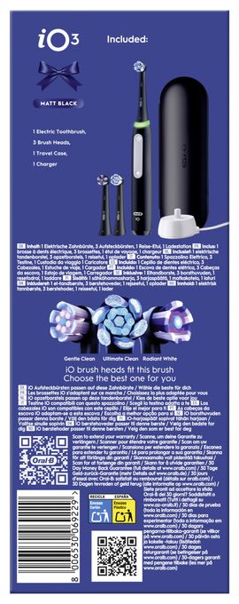 Rotierende-vibrierende Zahnbürste für Erwachsene  iO Series 3 Geschenkedition (Schwarz) 