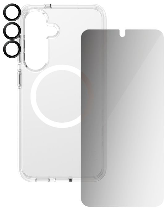 Klare Bildschirmschutzfolie TPU, Gehärtetes Glas, Polyethylenterephthalat, Silikon für  Samsung Galaxy S25 Kratzresistent, Schockresistent 3-in-1 Privacy Set 