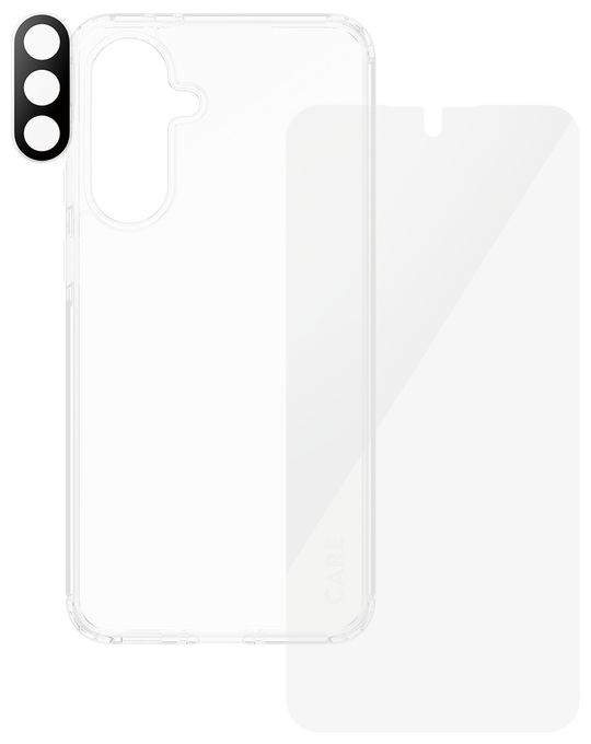 Klare Bildschirmschutzfolie Gehärtetes Glas, Polyethylenterephthalat, Silikon, TPU für Samsung Galaxy A56 Flagship 3-in-1 Set 