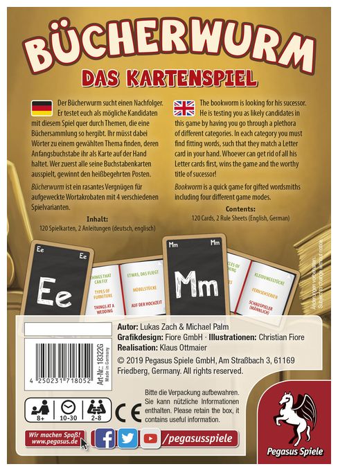 Kartenspiel bis zu 8 Spielern ab 8 Jahr(e) 18322G Bücherwurm - Das Kartenspiel 
