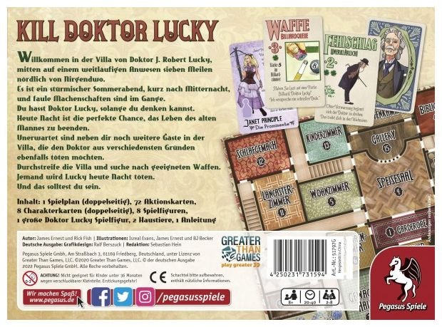 Brettspiel bis zu 8 Spielern ab 8 Jahr(e) 51797G Kill Doktor Lucky 