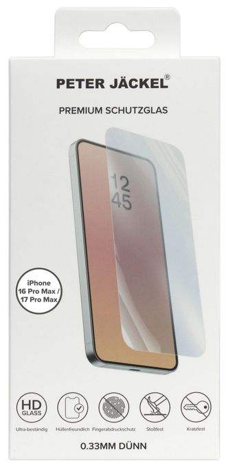 Klare Bildschirmschutzfolie gehärtetes Glas für  Apple iPhone 17 Pro Max/ 16 Pro Max Schlagfest, Kratzresistent 23018 Impact Glass 