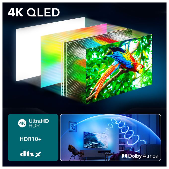 QLED 190,5 cm (75 Zoll) Fernseher 4K Ultra HD IntelliSound VESA 400 x 300 mm 75PUS8500/12 